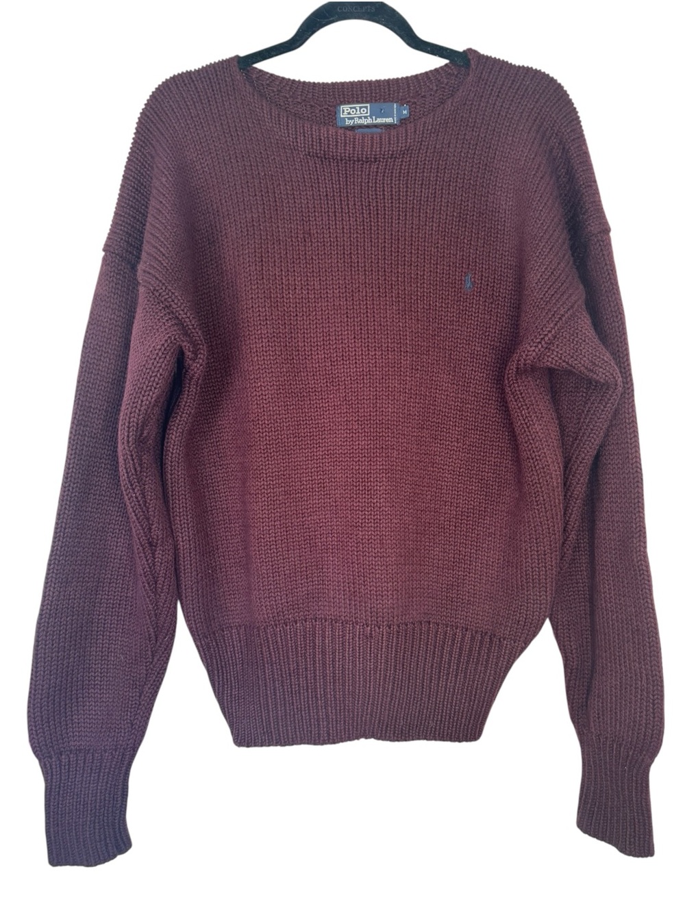 Polo by Ralph Lauren Vintage Maroon Men's 100% Wool Thick Knit Medium Sweater